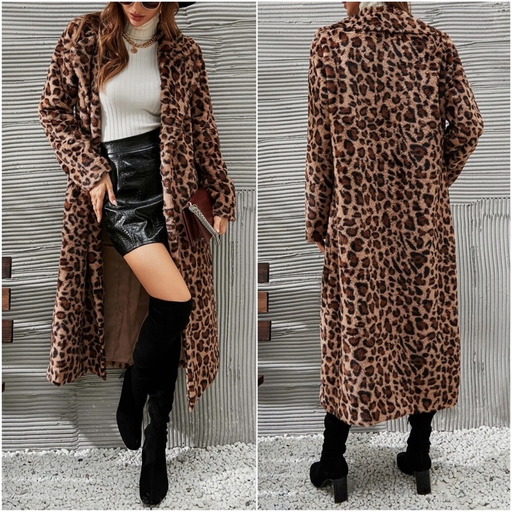 Luxe leopard Print Vegan Fur Jacket Coat - Picture 3 of 4